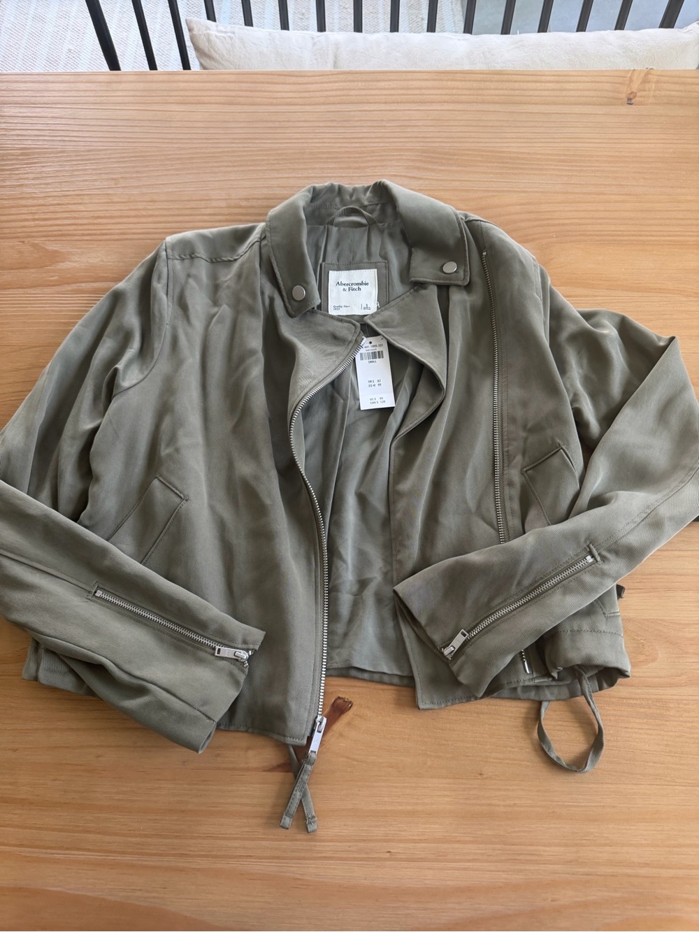 Abercrombie & Fitch Olive Green Suede Moto Jacket